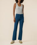Kelsey Twill High Rise Ankle Flare in Marine Cup