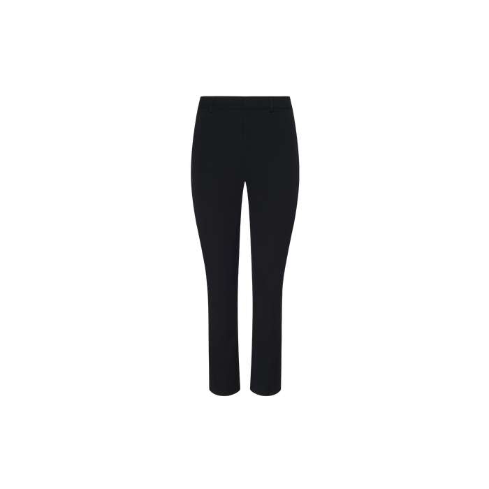 The Ketra Bootcut Trouser is displayed against a plain white background, shown front-facing with belt loops, a smooth waistband, and slant pockets. Crafted from midweight suiting fabric, these bootcut pants offer a polished look.