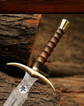 Kingslayer Arming Sword with Damascus Blade & Brass Clip cskforged