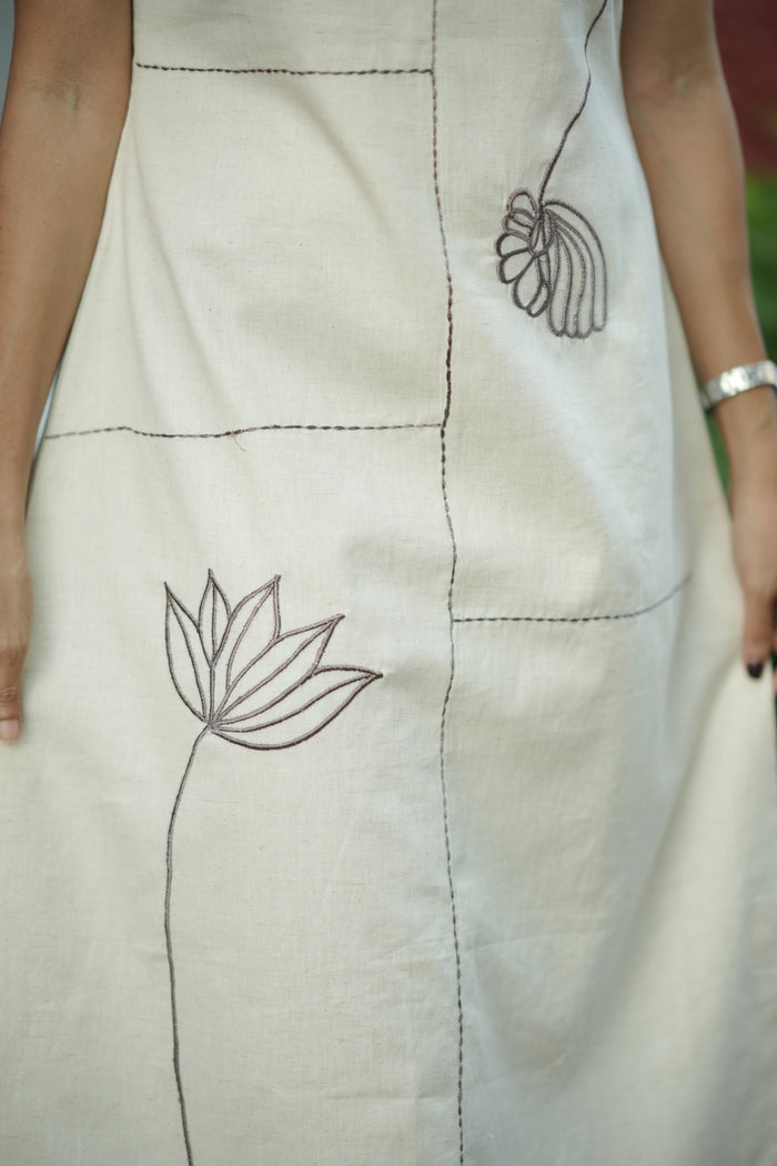 Kora flex cotton kurti/dress with floral embroidery and stitch line detailings MBS-768 **Ready to dispatch**