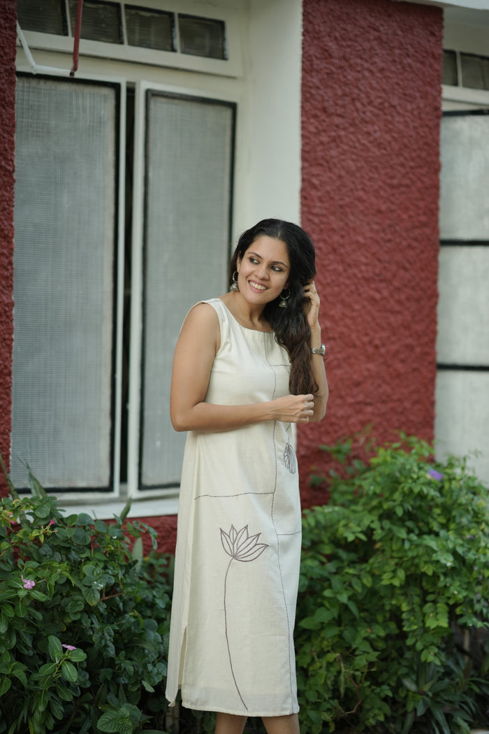 Kora flex cotton kurti/dress with floral embroidery and stitch line detailings MBS-768 **Ready to dispatch**