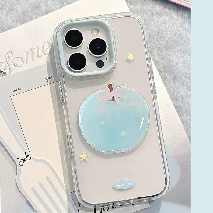 Korean 3D Cute Cartoon Blue Apple Star Soft Phone Case For iPhone PhoneShells
