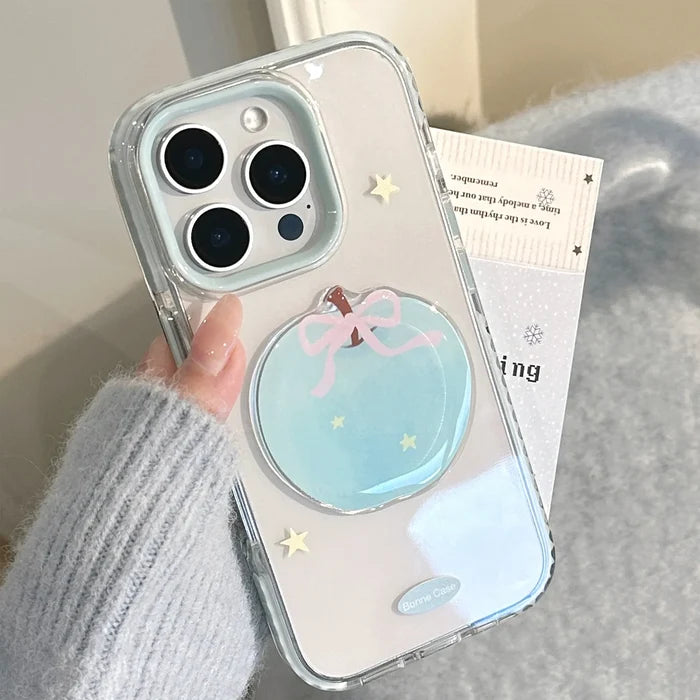 Korean 3D Cute Cartoon Blue Apple Star Soft Phone Case For iPhone PhoneShells