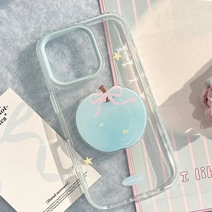 Korean 3D Cute Cartoon Blue Apple Star Soft Phone Case For iPhone PhoneShells