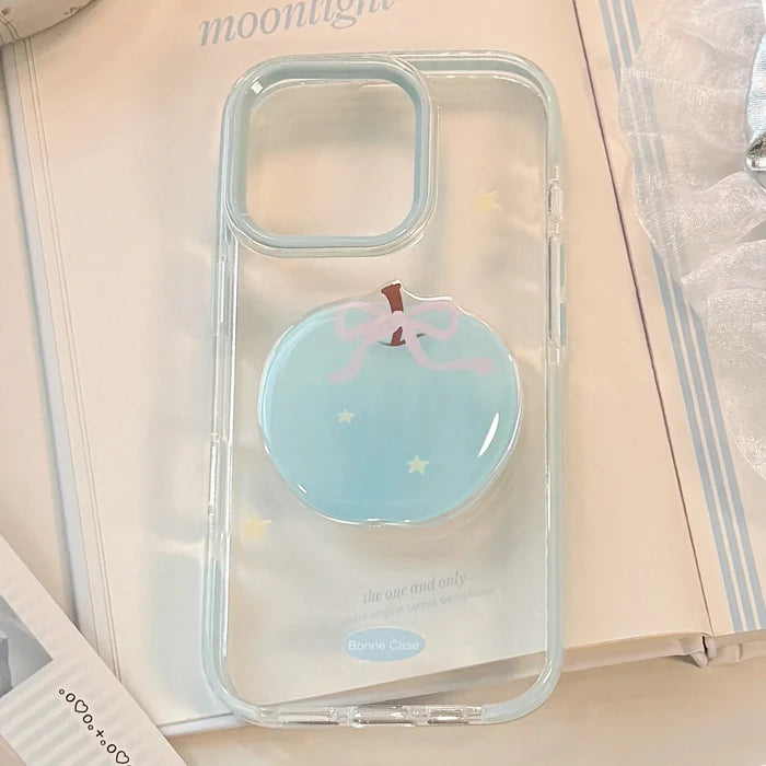 Korean 3D Cute Cartoon Blue Apple Star Soft Phone Case For iPhone PhoneShells