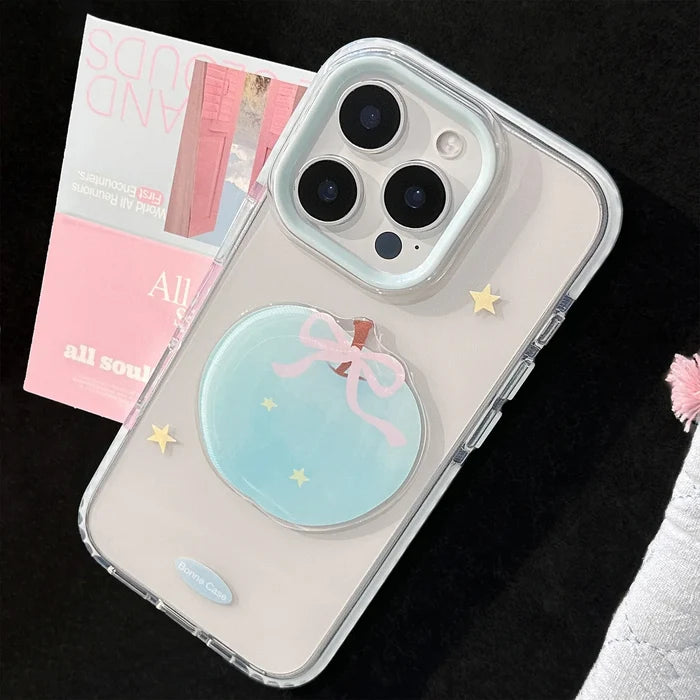 Korean 3D Cute Cartoon Blue Apple Star Soft Phone Case For iPhone PhoneShells