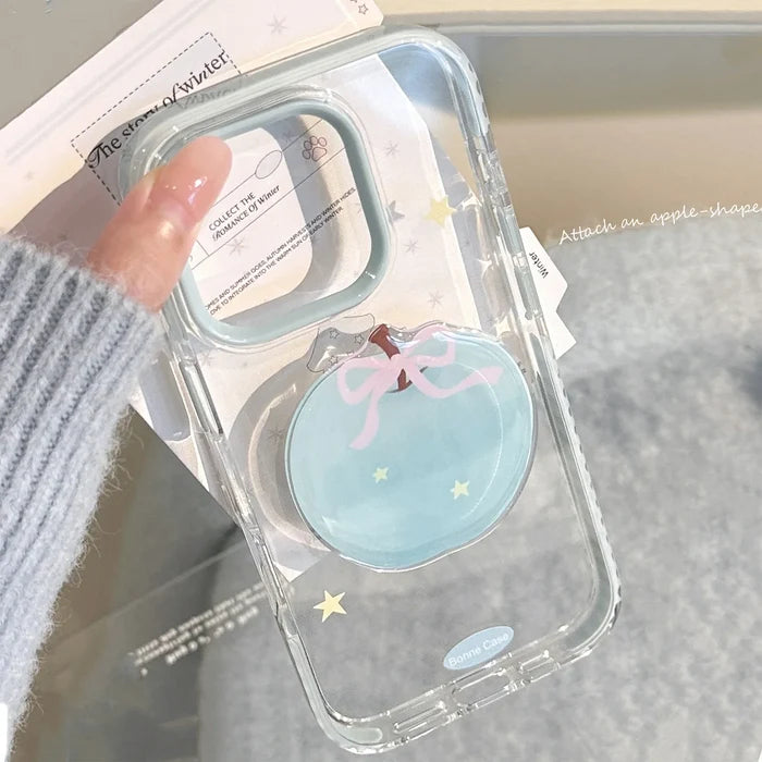 Korean 3D Cute Cartoon Blue Apple Star Soft Phone Case For iPhone PhoneShells