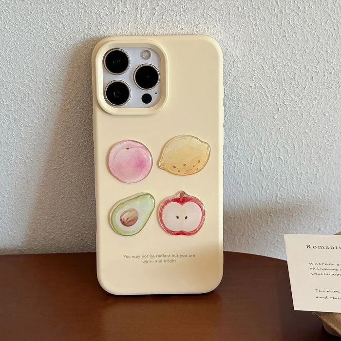 Korean 3D Fruit Graffiti Sticker Phone Case For iPhone PhoneShells