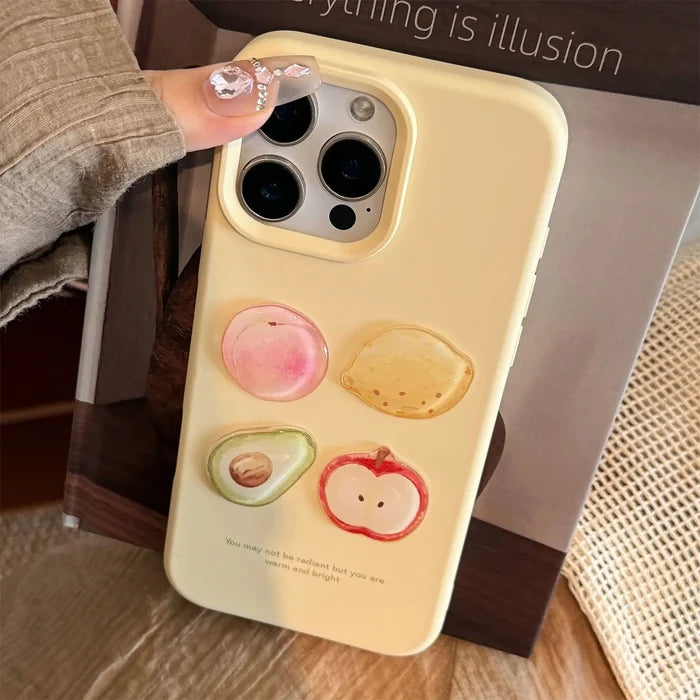 Korean 3D Fruit Graffiti Sticker Phone Case For iPhone PhoneShells