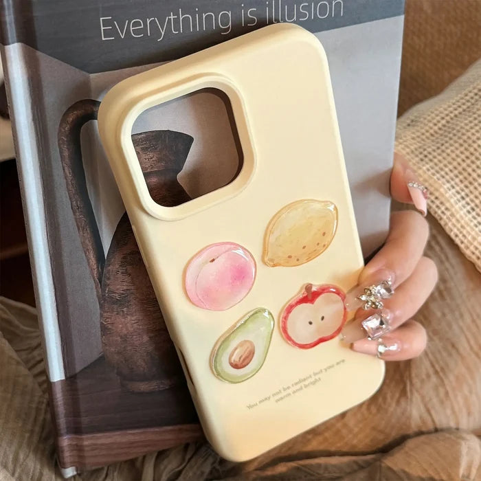 Korean 3D Fruit Graffiti Sticker Phone Case For iPhone PhoneShells