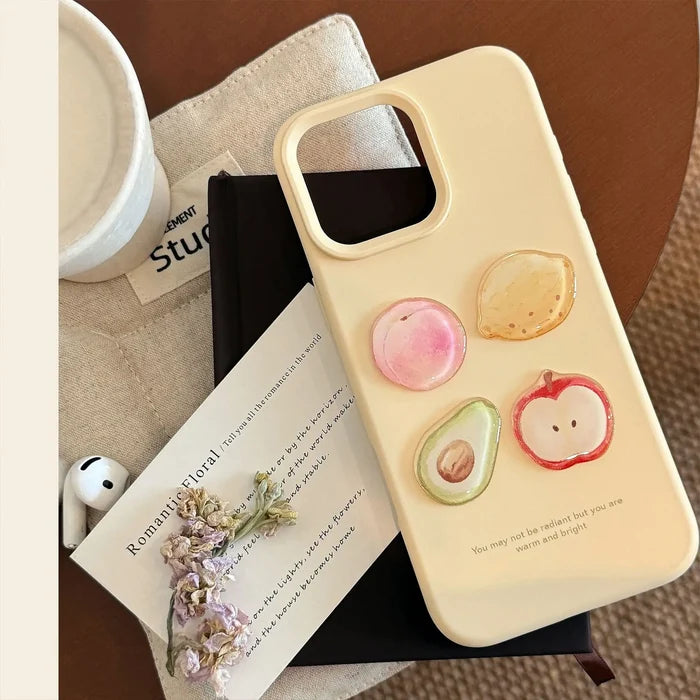 Korean 3D Fruit Graffiti Sticker Phone Case For iPhone PhoneShells