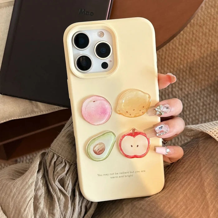 Korean 3D Fruit Graffiti Sticker Phone Case For iPhone PhoneShells