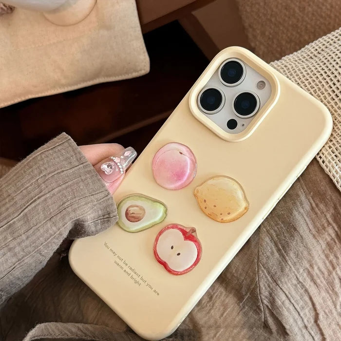 Korean 3D Fruit Graffiti Sticker Phone Case For iPhone PhoneShells