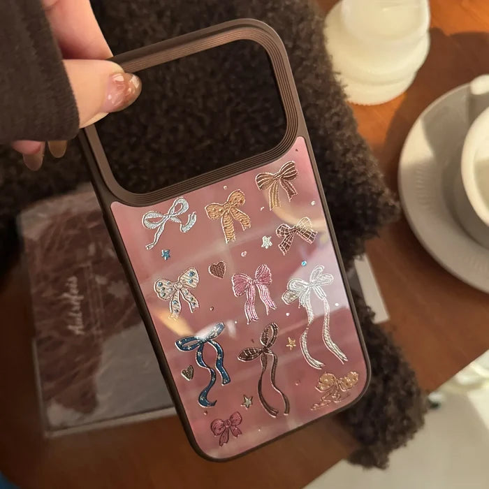Korean Brown Colorful Bownot Pattern Phone Case For iPhone PhoneShells