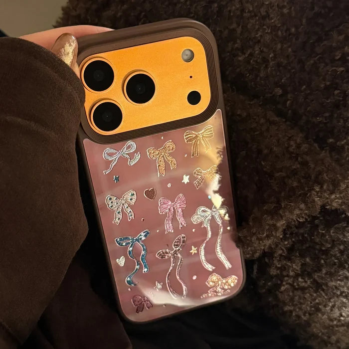 Korean Brown Colorful Bownot Pattern Phone Case For iPhone PhoneShells