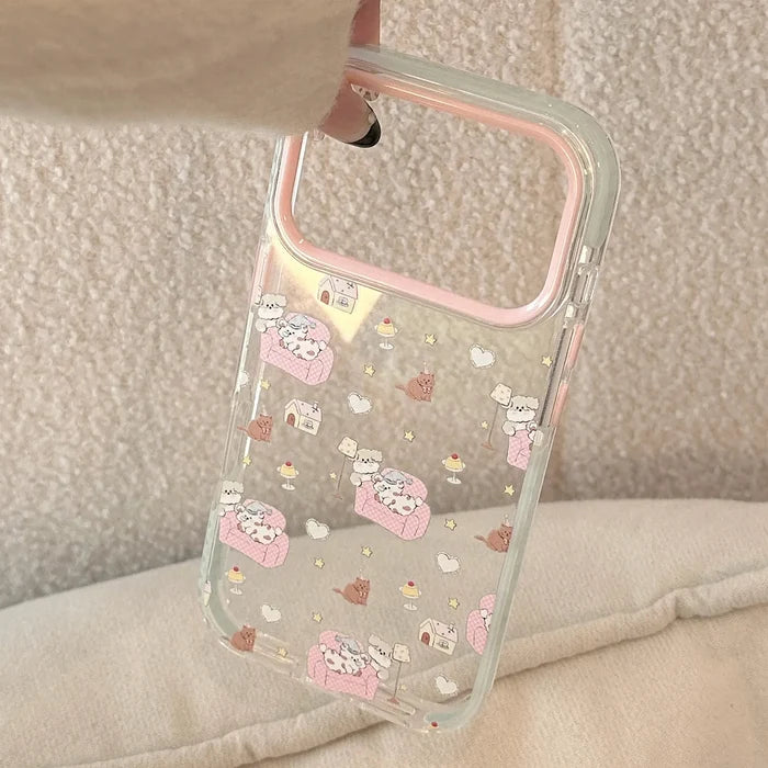 Korean Cartoon Pink Sofa Puppy House Holder Magnetic Phone Case For iPhone PhoneShells