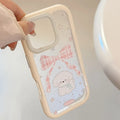 Korean Cartoon Plaid Bowknot Puppy Phone Case For iPhone PhoneShells