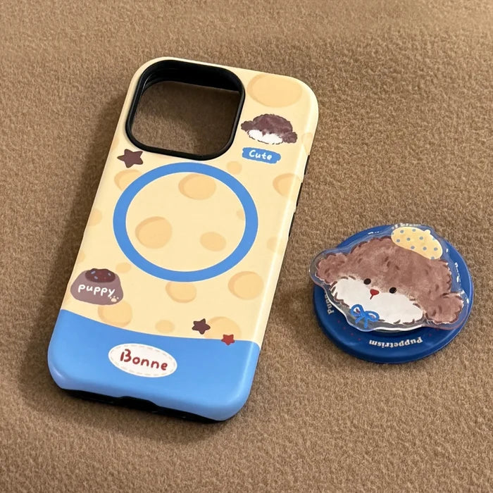 Korean Cartoon Puppy Magnetic Stand Holder Phone Case For iPhone PhoneShells