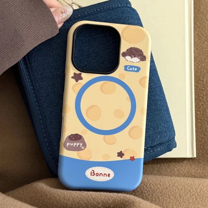 Korean Cartoon Puppy Magnetic Stand Holder Phone Case For iPhone PhoneShells