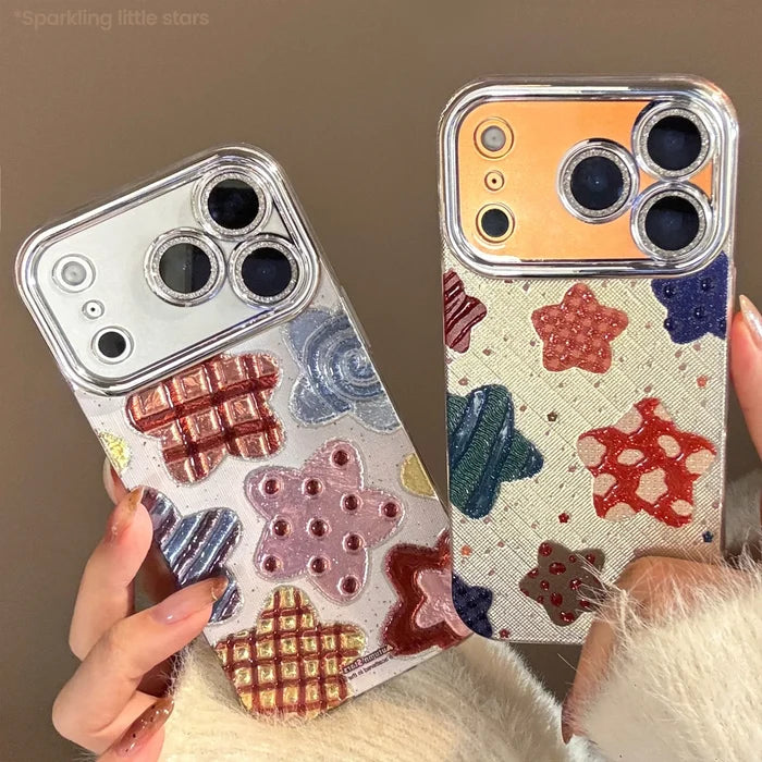 Korean Colorful Stars Glitter Plating Phone Case For iPhone PhoneShells