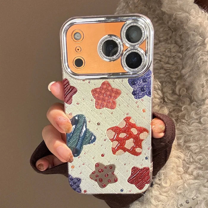 Korean Colorful Stars Glitter Plating Phone Case For iPhone PhoneShells