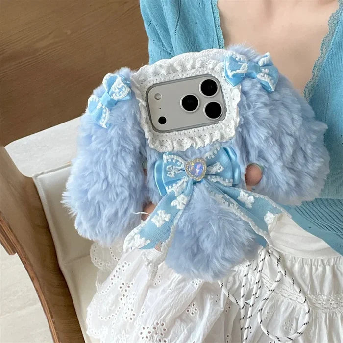 Korean Cute Bow Plush Phone Case For iPhone PhoneShells