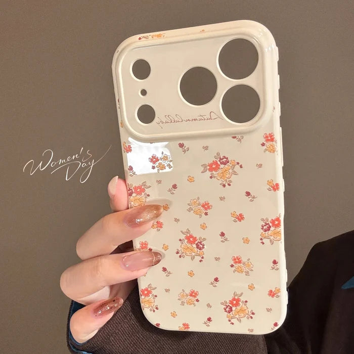 Korean Full Screen Flowers Pattern Soft Phone Case For iPhone PhoneShells