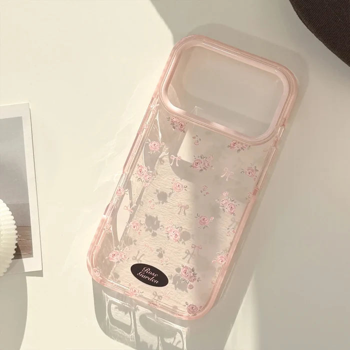 Korean Full Screen Pink Rose Flowers Magnetic Phone Case For iPhone PhoneShells