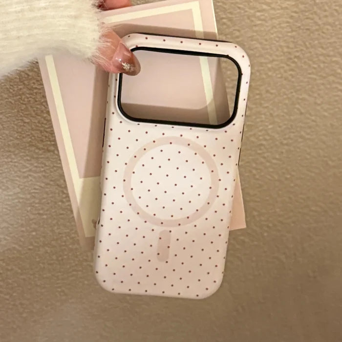 Korean Full Screen Polka Dot Fold Love Heart Magnetic Holder Phone Case For iPhone PhoneShells
