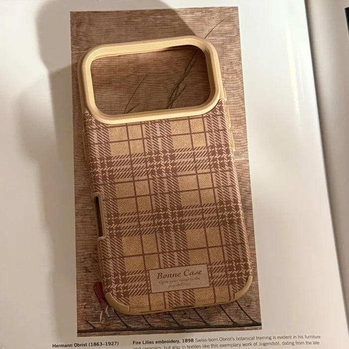 Korean Grid Pattern Leather Texture Phone Case For iPhone PhoneShells