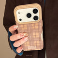 Korean Grid Pattern Leather Texture Phone Case For iPhone PhoneShells