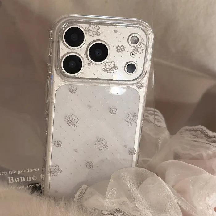 Korean Polka Dots Cartoon Bear Graffiti Soft Phone Case For iPhone PhoneShells