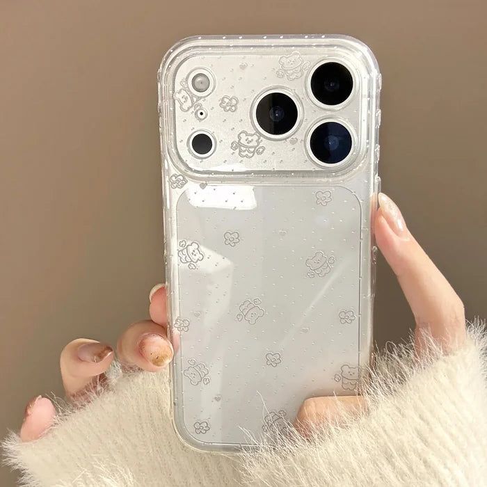 Korean Polka Dots Cartoon Bear Graffiti Soft Phone Case For iPhone PhoneShells