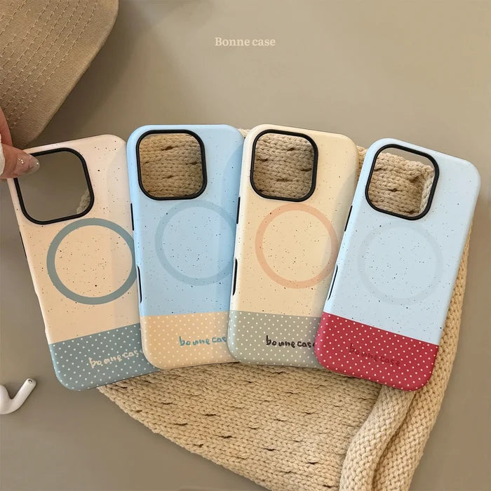 Korean Splash-ink Polka Dot Splicing Magnetic Phone Case For iPhone PhoneShells