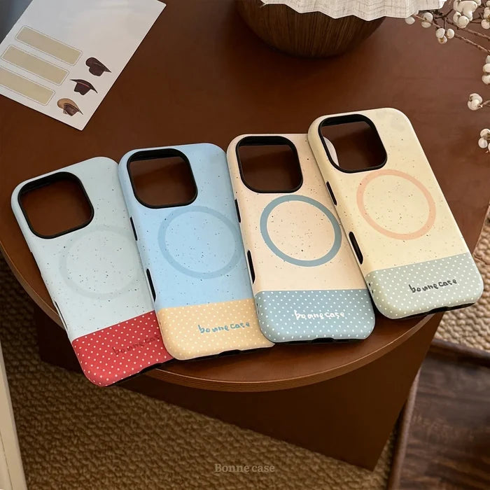 Korean Splash-ink Polka Dot Splicing Magnetic Phone Case For iPhone PhoneShells