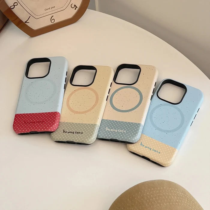 Korean Splash-ink Polka Dot Splicing Magnetic Phone Case For iPhone PhoneShells