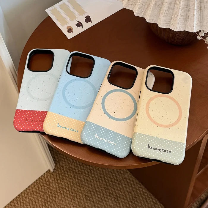 Korean Splash-ink Polka Dot Splicing Magnetic Phone Case For iPhone PhoneShells