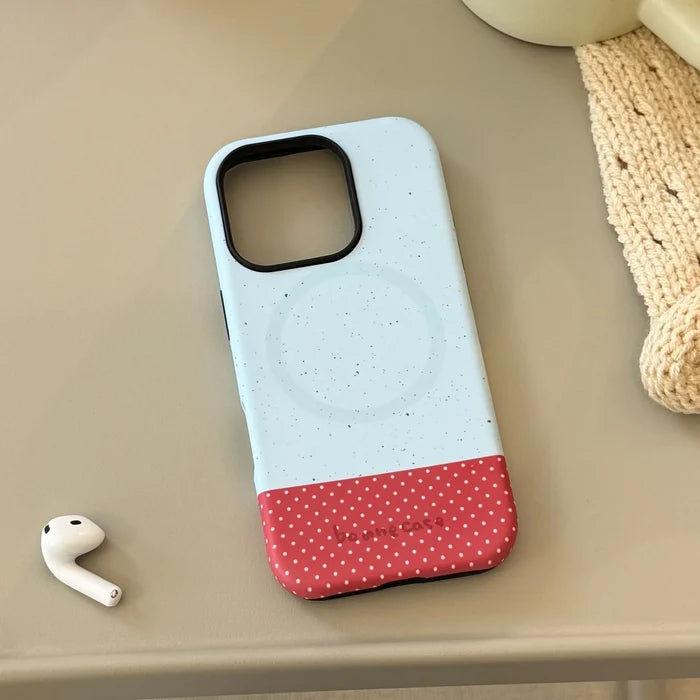 Korean Splash-ink Polka Dot Splicing Magnetic Phone Case For iPhone PhoneShells