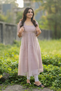 Latte shaded soft organza kurti with handworked yoke and sleeves MBS-282 **Ready to dispatch**