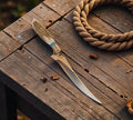 Legendary Cowboy Western Fillet Knife – 13” D2 Steel Blade with Antler Handle & Turquoise Inlay cskforged