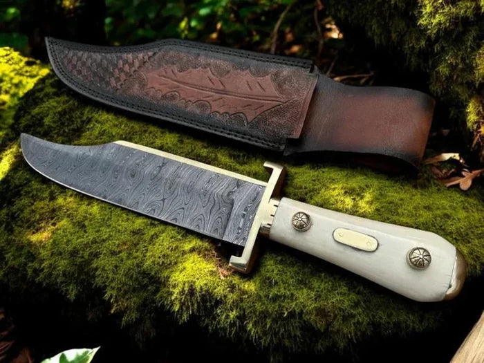 Legendary Western Knife – Custom Handmade Damascus Steel Blade with Bone Handle cskforged