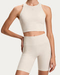 Leggings ciclista Eva - beige a vita alta