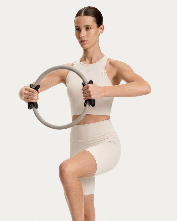 Leggings ciclista Eva - beige a vita alta