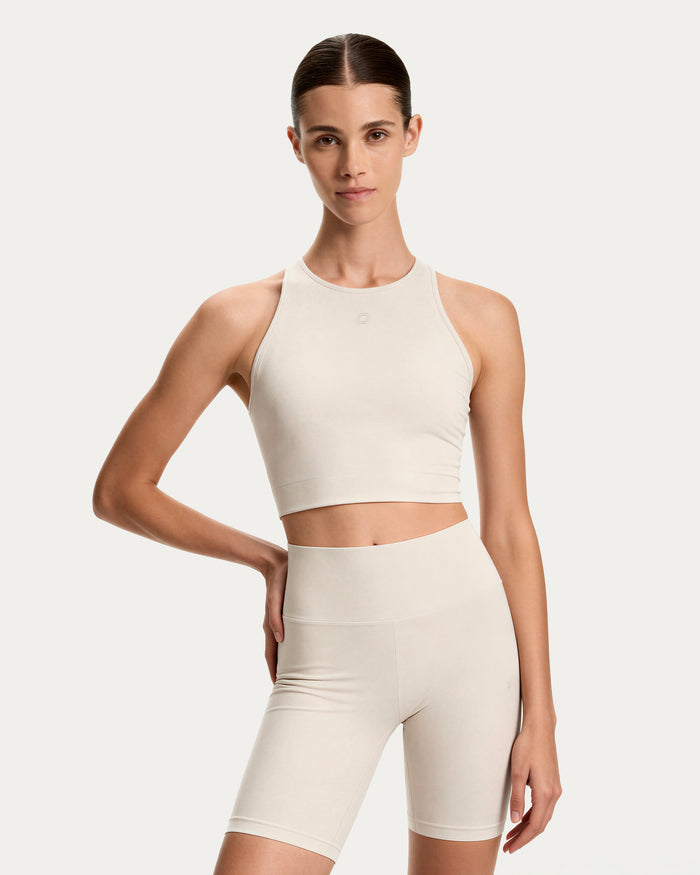Leggings ciclista Eva - beige a vita alta