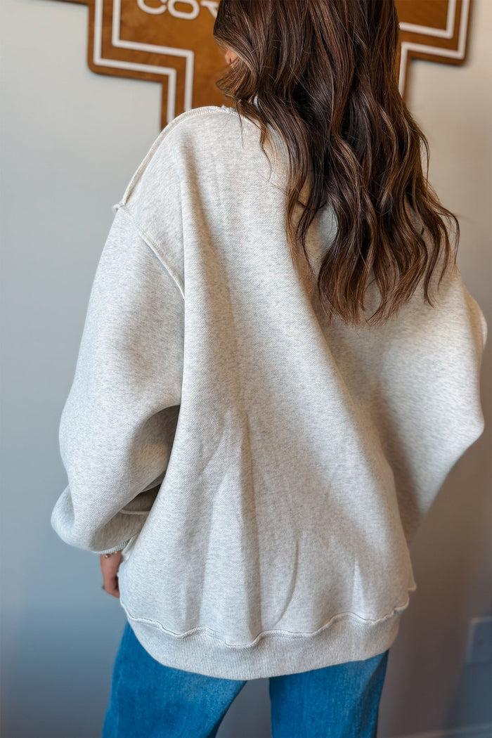 Light Grey Mock Neck Christian Faith Print Pullover Sweatshirt Shewin