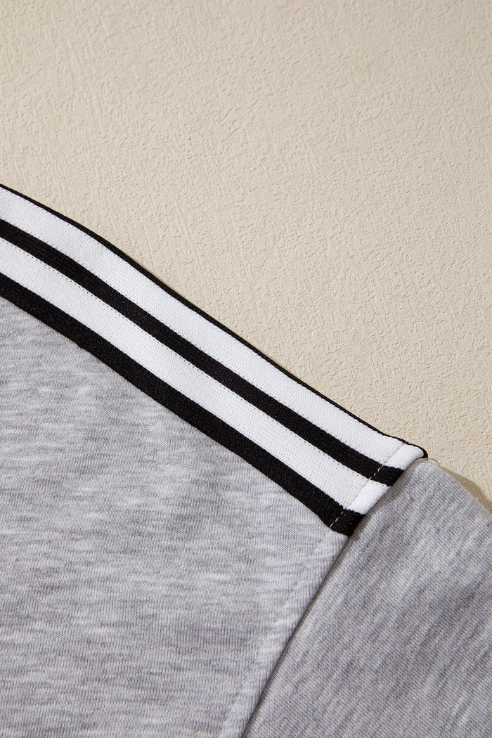 Light Grey Patchwork Detail Raw Edge Oversize Tee Shewin