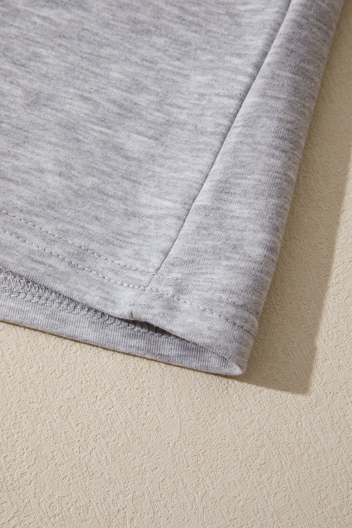 Light Grey Patchwork Detail Raw Edge Oversize Tee Shewin