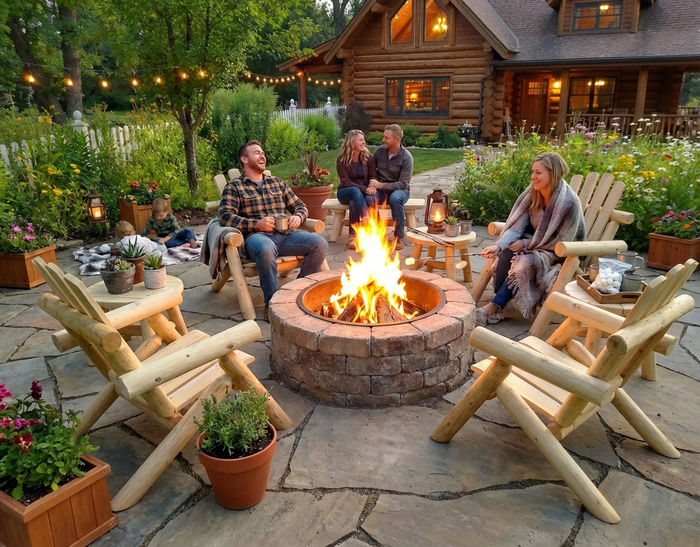 Log Wooden Deck Chair Cedar Creek Rustic Furniture