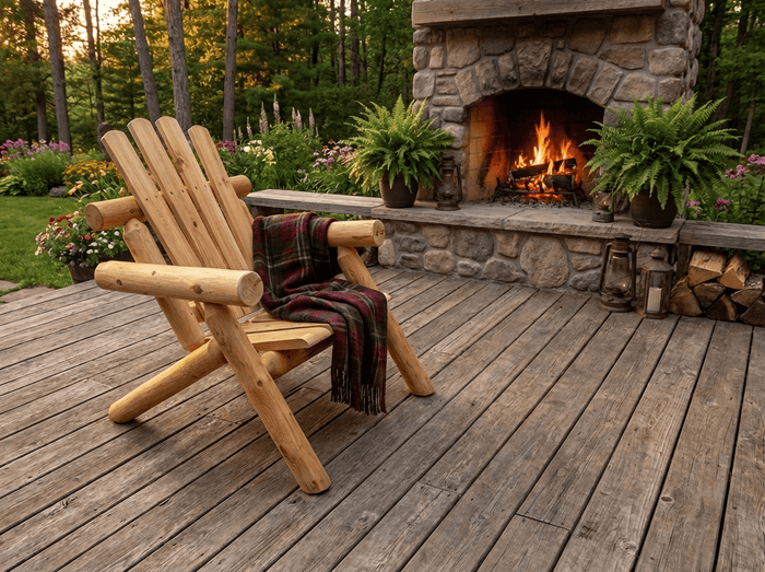 Log Wooden Deck Chair Cedar Creek Rustic Furniture