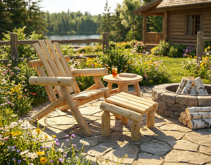 Log Wooden Deck Chair Cedar Creek Rustic Furniture